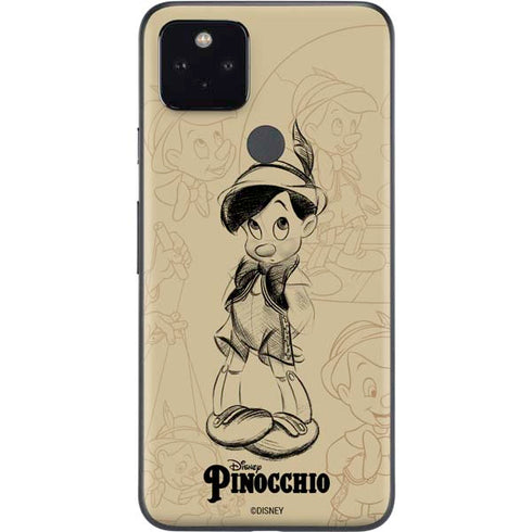 Disney Pinocchio Sketches Portrait Google Pixel 4a 5G Skin